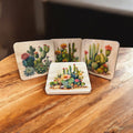 Desert Bloom Cactus Coaster Set | Botanical Southwest Coasters | Handmade Set of 4