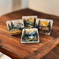 Happy Camper Coaster Set | Camping & Mountain Adventure Coasters | Handmade Set of 4