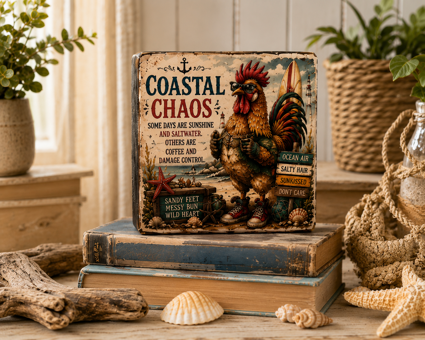 Coastal Chaos & Everyday Sass – Handmade Wood Shelf Sitters