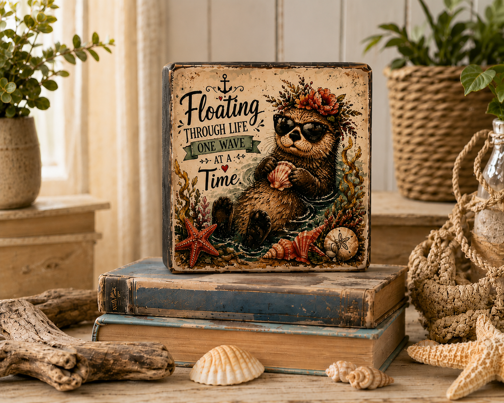 Coastal Chaos & Everyday Sass – Handmade Wood Shelf Sitters