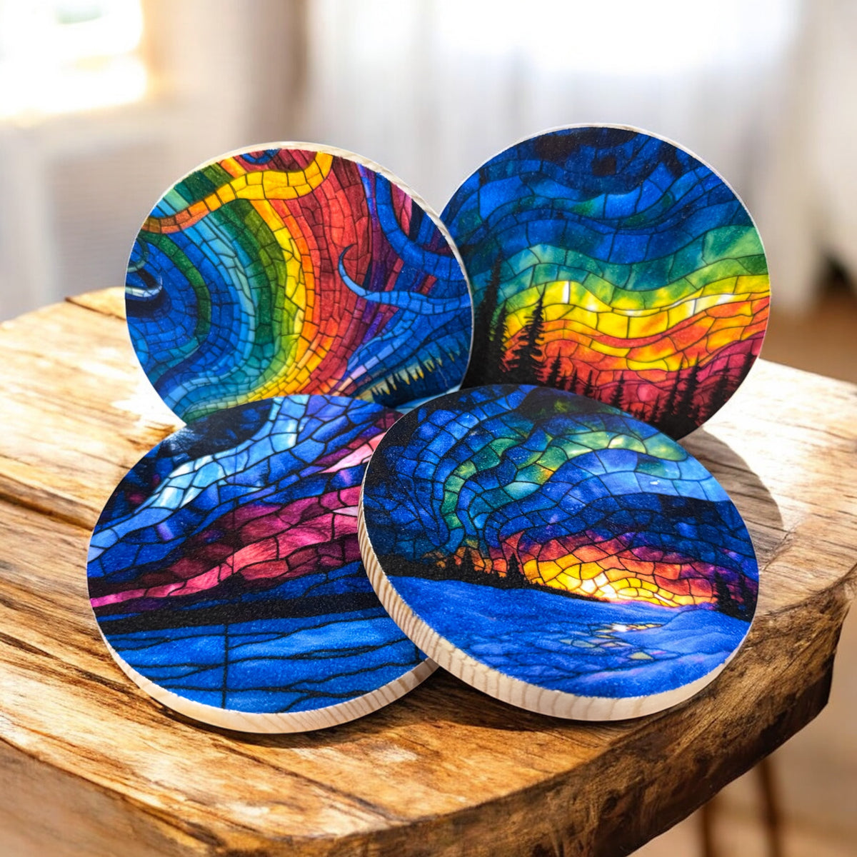 Northern Lights Mosaic Coaster Set