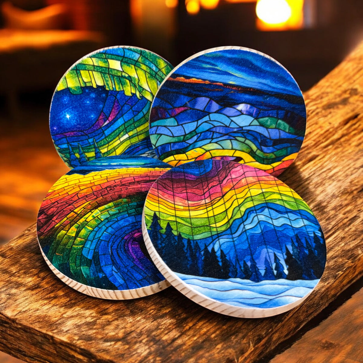 Northern Lights Mosaic Coaster Set
