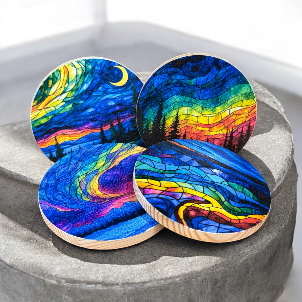 Northern Lights Mosaic Coaster Set