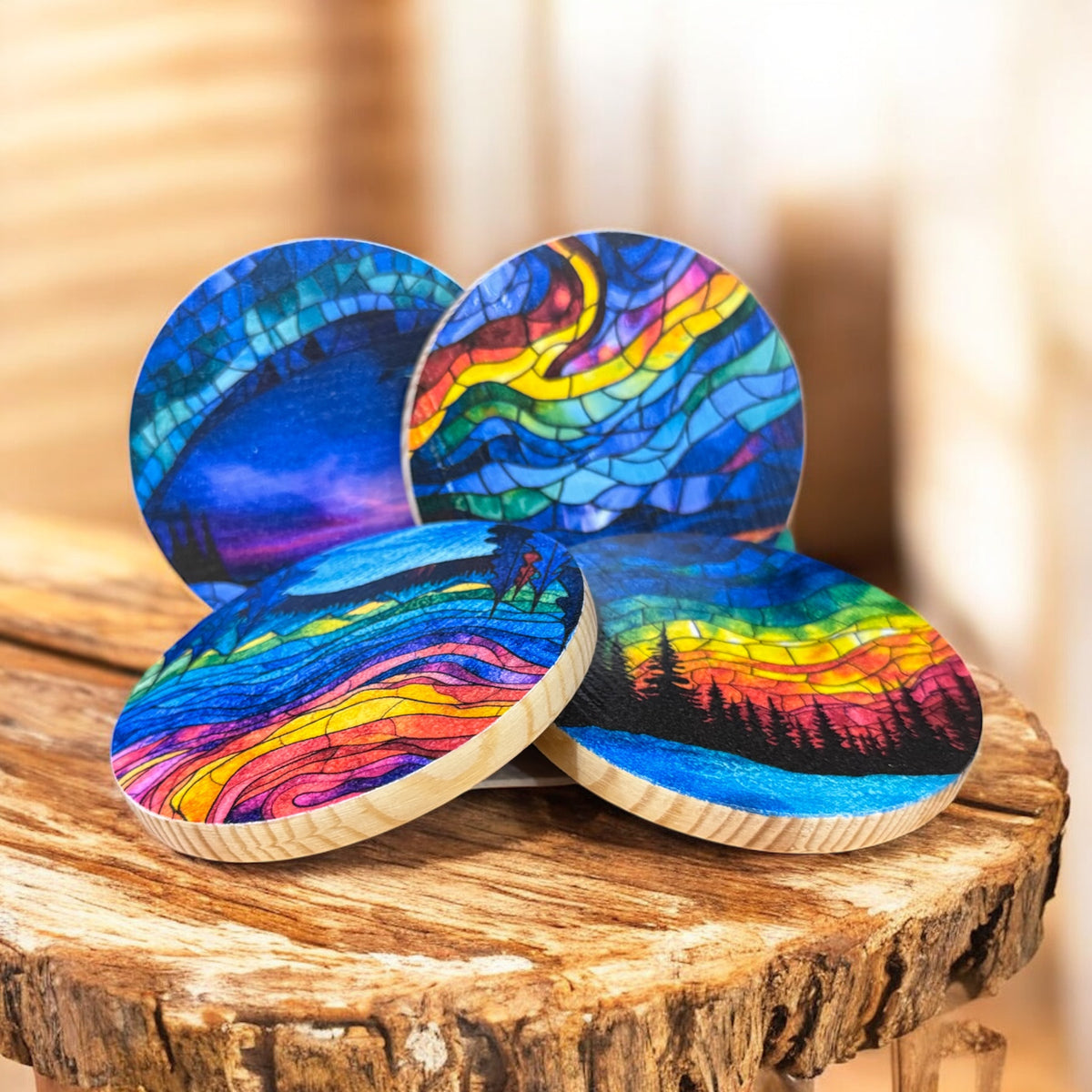 Northern Lights Mosaic Coaster Set